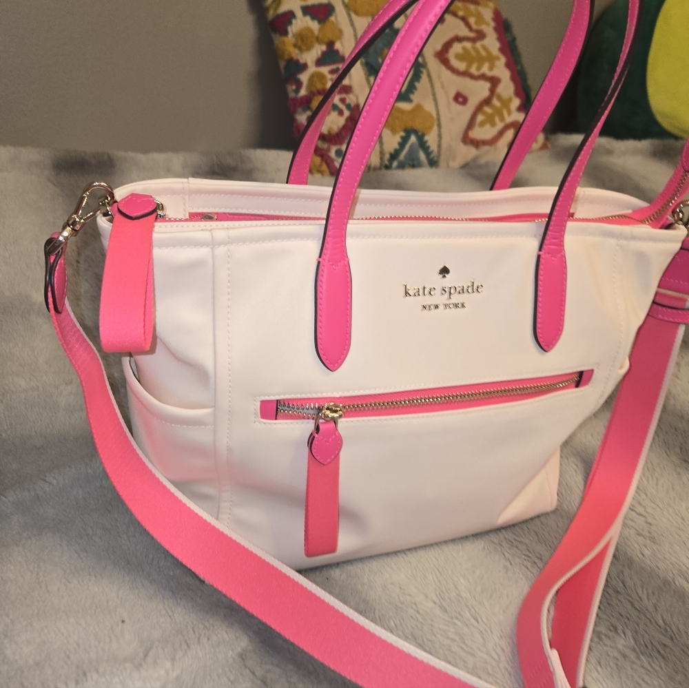 Kate Spade Light Pink And Neon Tote with Pink Accents - Picture 3 of 4